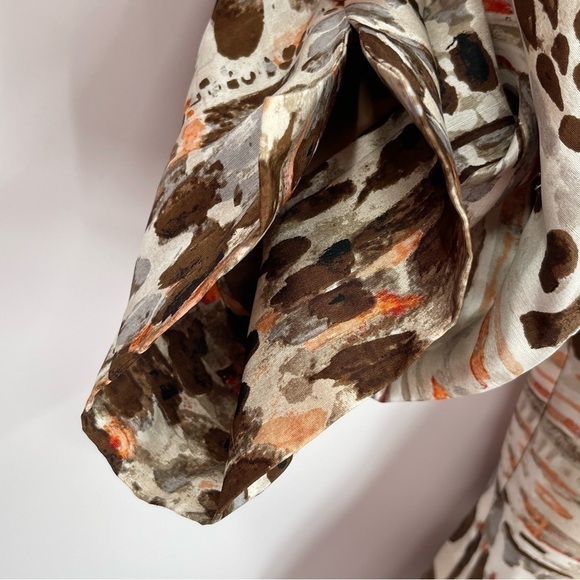 Chico's Women's Brown Multi-Color Silk Jacket Size 2 (L) Lightweight Lined - Picture 6 of 9